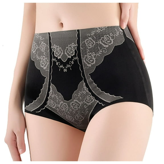 GEWSEY Seamless Shapewear High Waist Panties for Women Tummy Control Underwear (Black, L)