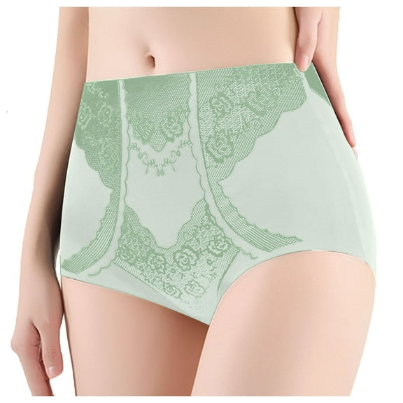 GEWSEY Seamless Shapewear High Waist Panties for Women Tummy Control Underwear (Green, XL)