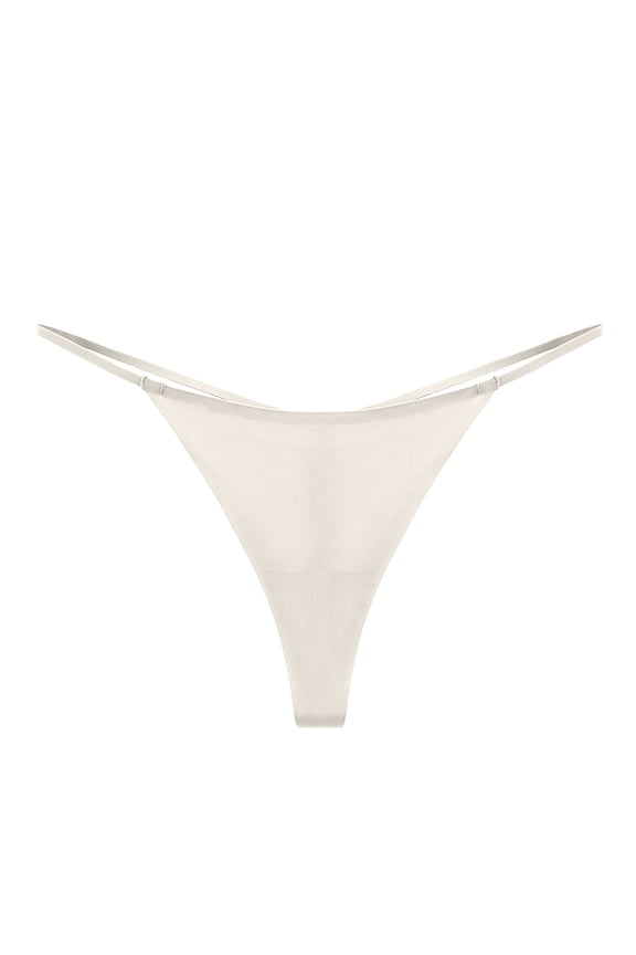Seamless Thongs for Women - No Show Thong Underwear Low Rise Stretch Panties Workout Pack (White, M)