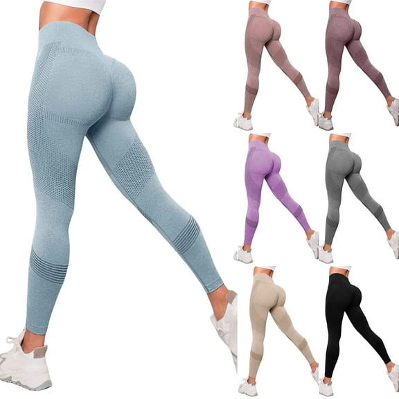 GEWSEY Seamless Workout Butt Lifting Leggings 2025 Summer Booty Scrunch Gym Leggings for Women (Black, L)