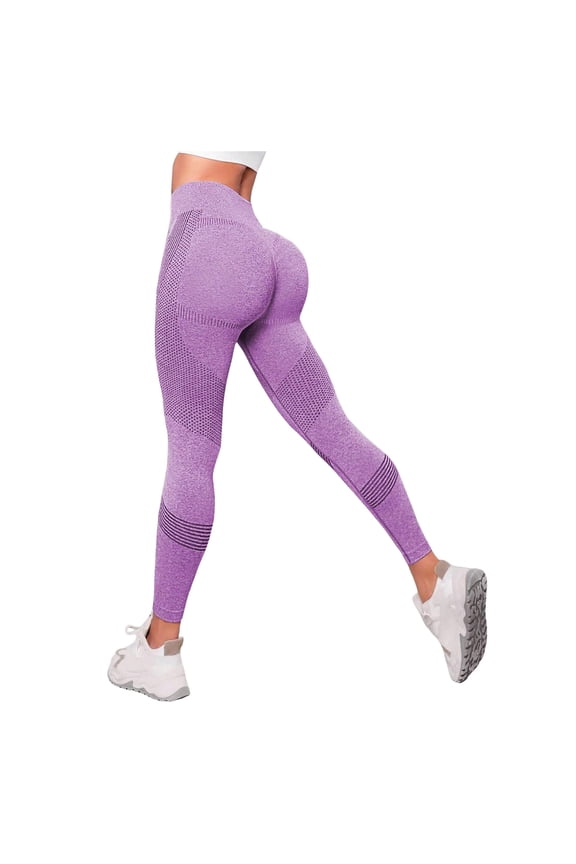 Seamless Workout Butt Lifting Leggings 2025 Summer Booty Scrunch Gym Leggings for Women (Purple, M)