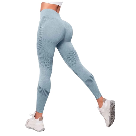 GEWSEY Seamless Workout Butt Lifting Leggings 2025 Summer Booty Scrunch Gym Leggings for Women (Sky Blue, M)
