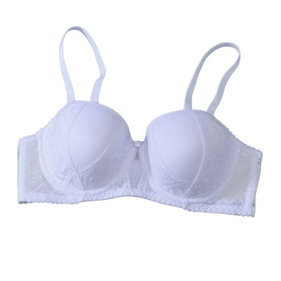 GEWSEY Sheer Lace Bralette Everyday Bra for Women Supportive Push-Up Senior-Friendly Fit Full Coverage Seamless (Light Purple, M)