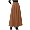 thumbnail image 1 of GEWSEY Skirts for Women Midi Length A Line Swing Flowy Skirt with Pockets (Khaki, XXXL), 1 of 5