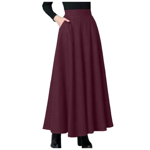 GEWSEY Skirts for Women Midi Length A Line Swing Flowy Skirt with Pockets (, M)