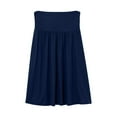 thumbnail image 1 of GEWSEY Skirts for Women Regular and Plus Size Skirt with Pockets Below The Knee Length Ruched Flowy Midi Skirt (Navy, L), 1 of 6