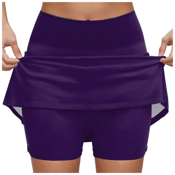 GEWSEY Skorts for Women Plus Size Dressy Casual Athletic Golf Tennis Short Skirts 2025 Summer Skort with Pockets (Dark Purple, M)