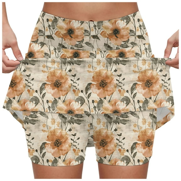 GEWSEY Skorts for Women Plus Size Dressy Casual Athletic Golf Tennis Short Skirts 2025 Summer Skort with Pockets (Khaki, XXL)