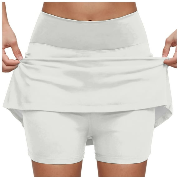 GEWSEY Skorts for Women Plus Size Dressy Casual Athletic Golf Tennis Short Skirts 2025 Summer Skort with Pockets (White, XXL)
