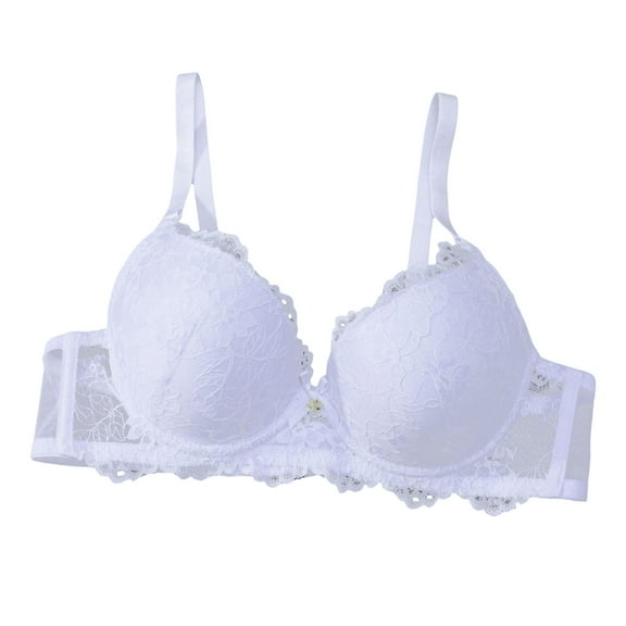 GEWSEY Small Bust Enhancer Everyday Bra Supportive Anti-Sagging Gathering with Underwire Fit for Women (White, S)