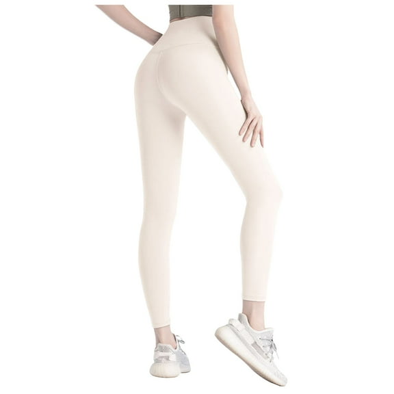 GEWSEY Soft Leggings for Women High Waisted Tummy Control No See Through Workout Yoga Pants (White, M)