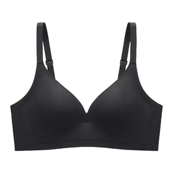 GEWSEY Sports Bra for Women Ice Silk Comfort Wireless Gather Underwear Push Up Simple Lingerie (Black, XL)