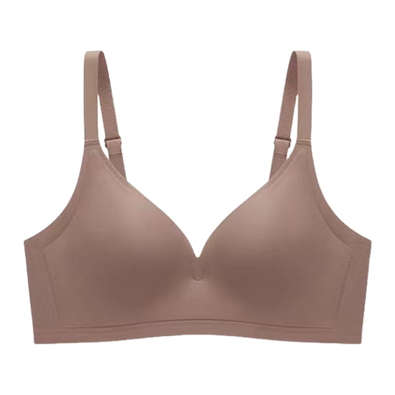 GEWSEY Sports Bra for Women Ice Silk Comfort Wireless Gather Underwear Push Up Simple Lingerie (Coffee, L)