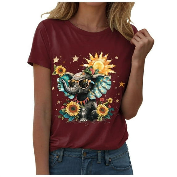 GEWSEY Sunflower Shirts for Women Funny Tshirts Graphic Tees Patriotic Shirts CuteâSummer Athletic Tops Casual Women's Clothing (, S)