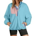 thumbnail image 1 of GEWSEY Sweatshirt for Women Oversized Fuzzy Fleece Jacket Color Block Button Long Sleeve Pullover Sherpa Sweatshirts Tops (Sky Blue, S), 1 of 6