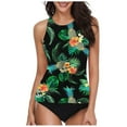 thumbnail image 1 of GEWSEY Swimsuit Tankini Top, Swim Top with Built in Bra, Pink Rose Gold Decorative Floral Tankini Tops Plus Size, Small Green, XXL, 1 of 5
