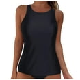 thumbnail image 1 of GEWSEY Tankini Tops for Women High Neck Swim Top Tummy Control Bathing Suit Top Modest Swim Tank Top No Bottom Black, M, 1 of 6