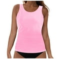 thumbnail image 1 of GEWSEY Tankini Tops for Women High Neck Swim Top Tummy Control Bathing Suit Top Modest Swim Tank Top No Bottom , (PinkXL), 1 of 9