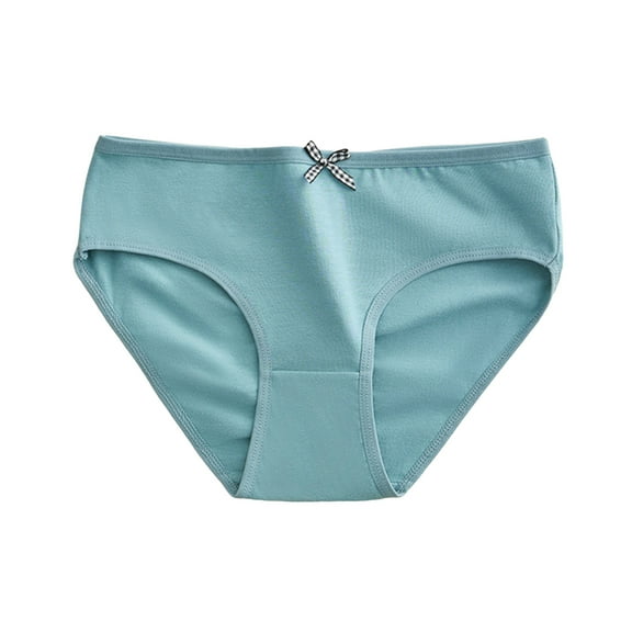 GEWSEY Teen Girls Women Cotton Panties Bowknot Underwear Briefs (Green, M)