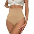 thumbnail image 1 of GEWSEY Thong Shapewear Tummy Control for Women High Waisted Stay-Put Body Shaper Girdle Compression Shapewear Thong (Khaki, XL), 1 of 6