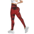thumbnail image 1 of GEWSEY Tie Dye Lifting Leggings for Women Fitness Yoga Seamless Scrunch High Waisted Leggings (Red, L), 1 of 9