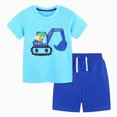 thumbnail image 1 of GEWSEY Toddler Boys Short Sets Cotton Summer Outfits T-Shirt Tops Short Sleeve Sets 2 Pcs 1-2 Years Blue, 1 of 9