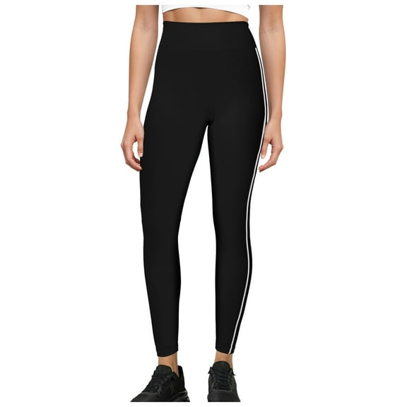 GEWSEY Tummy Control Compression Leggings for Women High Waist Workout Running Yoga Pants (Black, L)