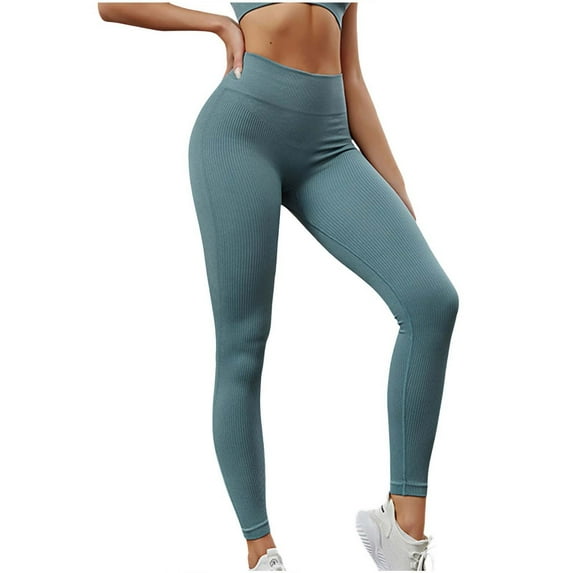 GEWSEY Tummy Control Compression Leggings for Women High Waist Workout Running Yoga Pants (Blue, S)