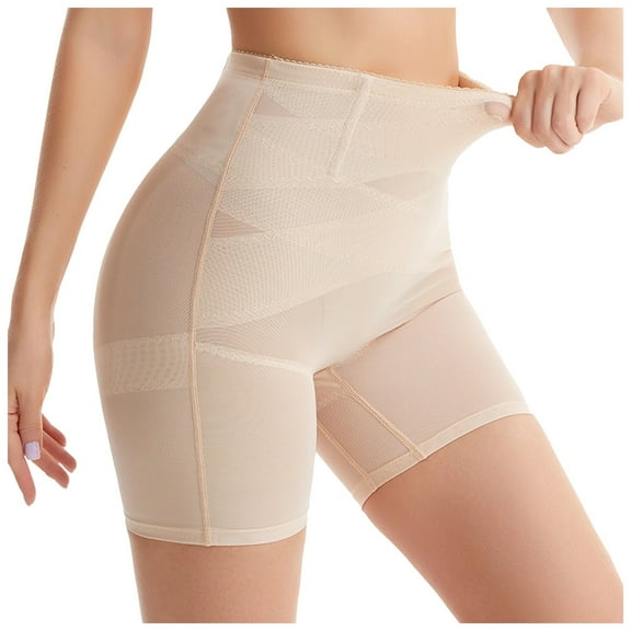 GEWSEY Tummy Control Shapewear Shorts High Waisted Body Shaper Lifting Panties Thigh Slimmer Girdle (Beige, L)