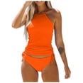 thumbnail image 1 of GEWSEY Two Piece Tankini Swimsuits for Women Tummy Control Bathing Suits Halter Swim Top with Shorts Orange for Size L, 1 of 5