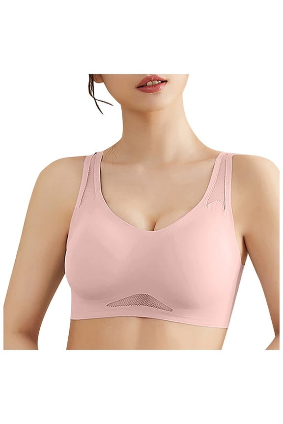 Ultimate Breathable Comfort Bra, Seamless & All-Day Comfort Bras, Breathable Mesh U-Shaped Back Support (Pink, XL)