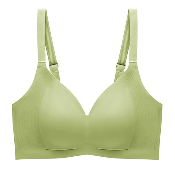 GEWSEY V Lace Wireless Jelly Bra Seamless Push Up Bras for Women No Underwire Full Coverage Comfortable Sleep Bralette (Green, XL)