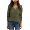thumbnail image 1 of GEWSEY V Neck Long Sleeve Shirts for Women Casual Fall Tops Lightweight Tunic Sweaters Fashion Clothes Loose Fit 2025 (Green, XL), 1 of 4
