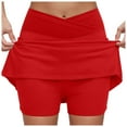 thumbnail image 1 of GEWSEY V Waist Tennis Skirts with Shorts Women Golf Skirt High Waisted Athletic Skort with Pockets Casual Mini Skirts (Red, M), 1 of 6