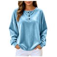 thumbnail image 1 of GEWSEY Velvet Blouses for Women Long Sleeve Crewneck Dressy Casual Velour Shirts Cocktail Evening Party Outfits (Sky Blue, S), 1 of 5
