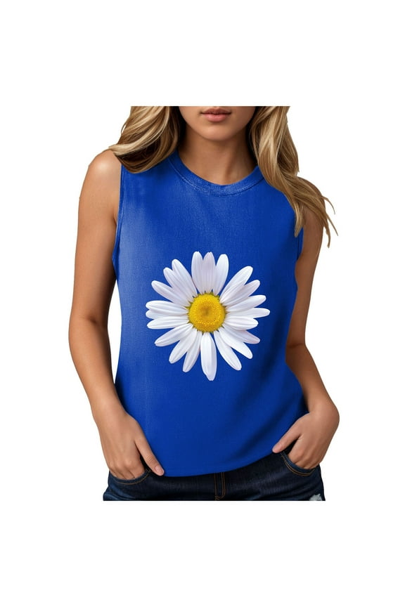 Vintage Mandala Graphic Tank Tops for Women Summer Beach Graphic Loose Tanks Vest USA Flag Vacation Racerback Tank Cami Blue, XXL