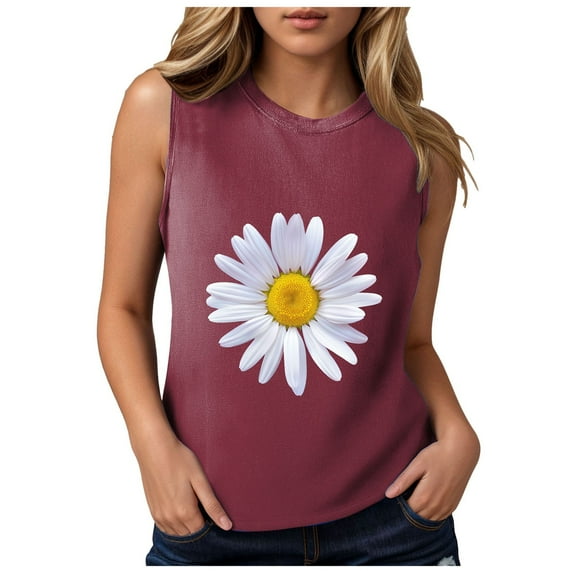 GEWSEY Vintage Mandala Graphic Tank Tops for Women Summer Beach Graphic Loose Tanks Vest USA Flag Vacation Racerback Tank Cami Brick Red, L