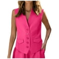thumbnail image 1 of GEWSEY Waistcoat Vest for Women Fully Lined Button Down V Neck Formal Dressy Suit Vests with Pockets (Hot Pink, S), 1 of 6