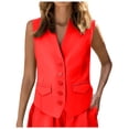 thumbnail image 1 of GEWSEY Waistcoat Vest for Women Fully Lined Button Down V Neck Formal Dressy Suit Vests with Pockets (Red, L), 1 of 6