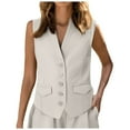 thumbnail image 1 of GEWSEY Waistcoat Vest for Women Fully Lined Button Down V Neck Formal Dressy Suit Vests with Pockets (White, XXL), 1 of 9