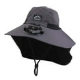 thumbnail image 1 of GEWSEY Wide Brim Solar Fan Outdoor Fishing Hat USB & Solar Powered Fan Hat Sombrero para el Sol Hombre Fan Hat Solar Powered UPF 50+ (Grey, One Size), 1 of 4