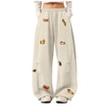 thumbnail image 1 of GEWSEY Wide Leg Baggy Sweatpants for Women Men Dachshund Embroidery Drawstring Sweat Pants Trendy Athletic Pants Clothes (Beige, M), 1 of 7