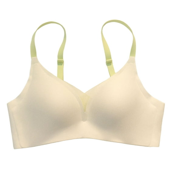 GEWSEY Wireless Bra for Women V Mesh Seamless No Underwire Comfortable Bralette Push Up Tshirt Supportive Everyday Bras (White, M)
