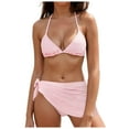 thumbnail image 1 of GEWSEY Women 3 Piece Swimsuits - Sexy Triangle Bikini Sets with Cover Up Halter String Tie Side Bathing Suits (Light Pink, M), 1 of 9
