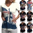 thumbnail image 1 of GEWSEY Women American Flag Independence Day 250th Anniversary Scrub Shirts Short Sleeve V Neck Nursing Tops with Pockets (Navy, S), 1 of 6