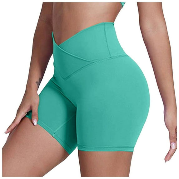 GEWSEY Women Athletic Workout Shorts for Women Active Gym Seamless Scrunch Intensify Lifting High Waisted (Mint Green, L)