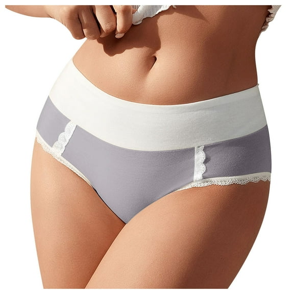 GEWSEY Women Bikini Invisible Hipster Stretch Underwear Lace Seamless Panties (Light Gray, XL)