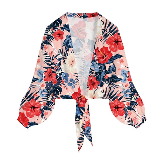 GEWSEY Women Chiffon Cardigan Elegant Long Sleeve Cardigan Thin Summer Bolero Jacket Boho Summer Jacket For Party BeachParty Beach ( Red, XL)