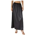 thumbnail image 1 of GEWSEY Women Half Slip Soft Satin Half Slip Lace Long Underskirt Half Slips for Under Dresses White/Black/Beige S-XXL (Black, M), 1 of 9