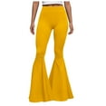 thumbnail image 1 of GEWSEY Women High Waisted Flare Pants Solid Color Fashion Pleated Bell Bottoms (Yellow, XL), 1 of 6